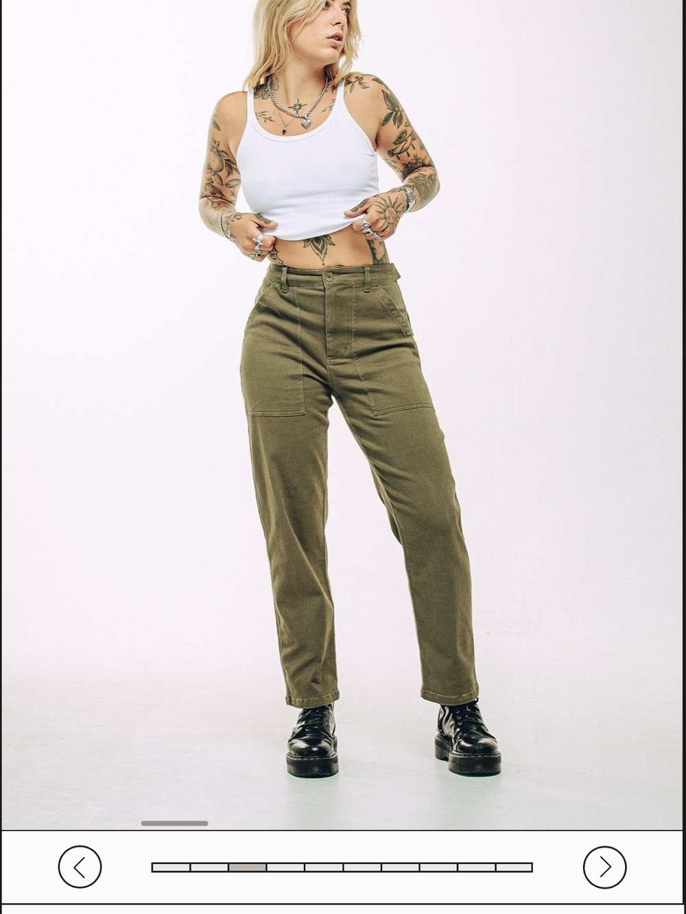High-Rise Straight Leg Utility Pants in Olive